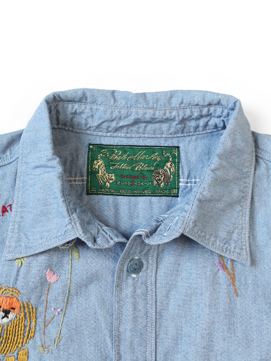 kapital 刺繍デザイン　ダンガリーシャツ IDG Patchwork NORA-DOT Board Shirt | Kapital | Covet + Lou