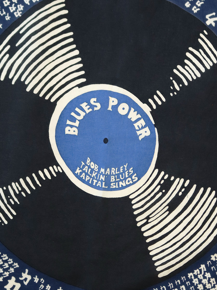 Fastcolor Selvedge Blue Power Record Bandana | KAPITAL 