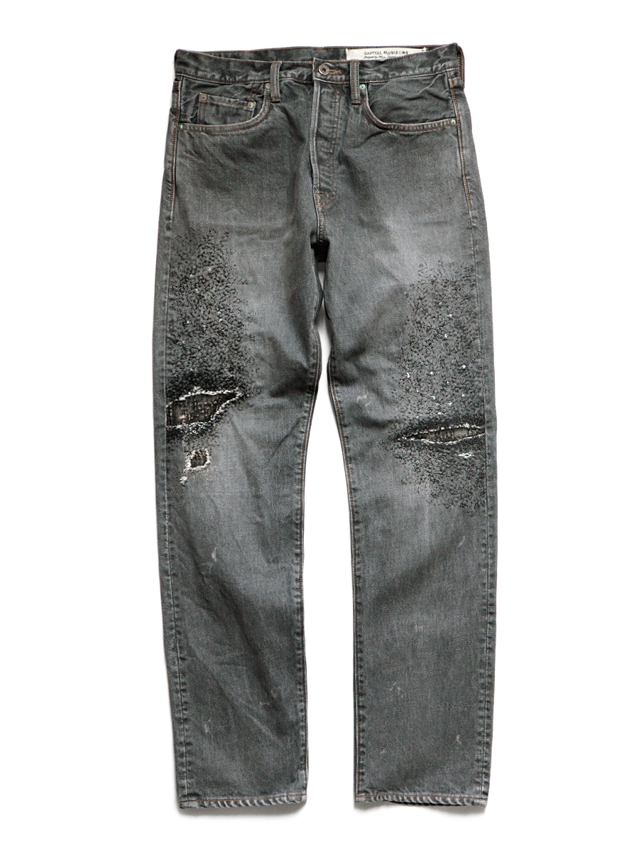 14ozブラックデニム 5p モンキーcisco 3year加工 Kapital