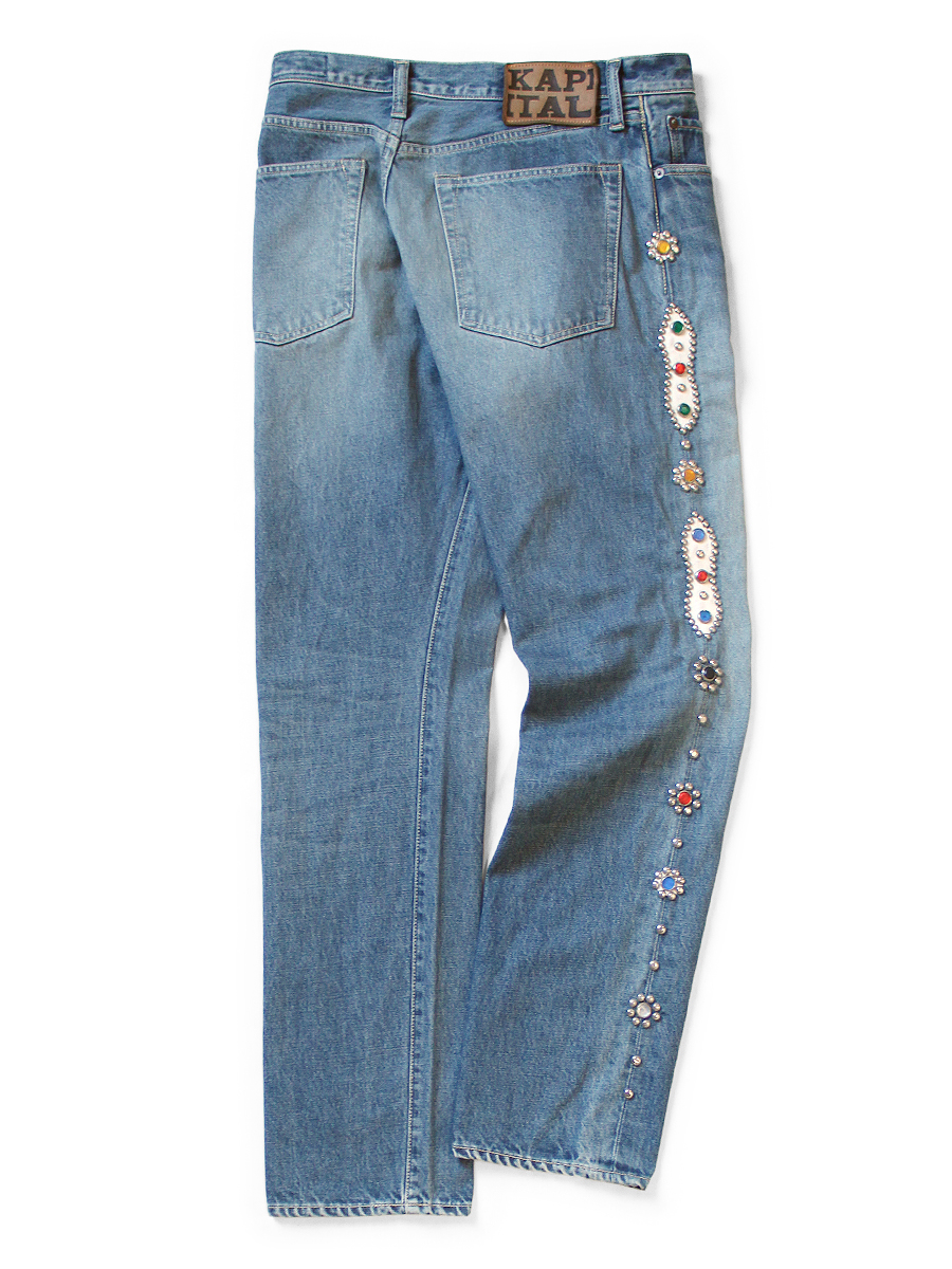 【新品】KAPITAL デニムパンツ ストレートレッグ　ブランド品 12回再販](ORIGINAL) ピンタックストレートデニムパンツ (medium