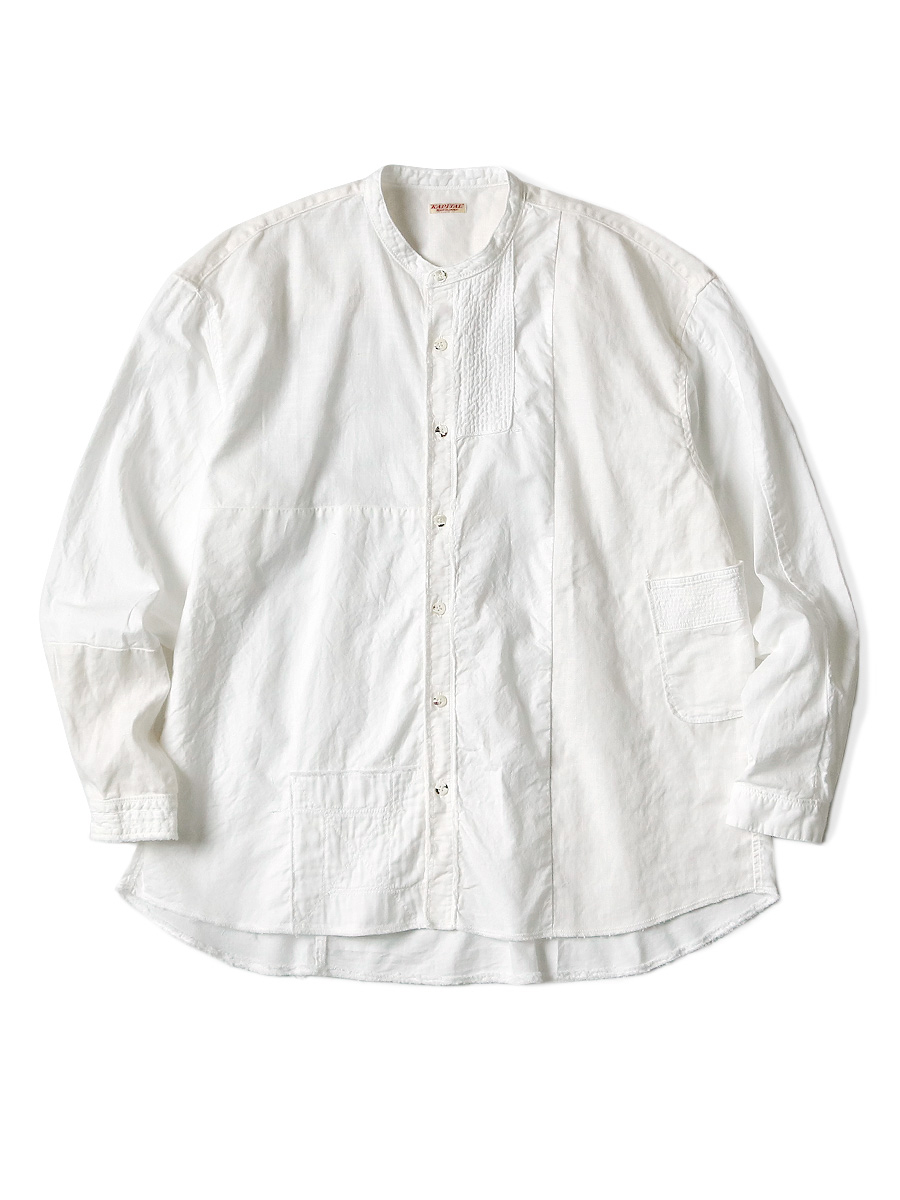 完売品 美品 綿×リネン IDG パッチワーク バンドカラー カトマンズ 