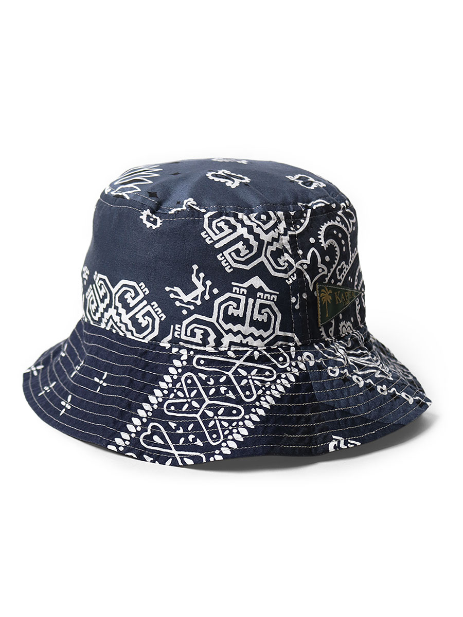 【未使用】KAPITAL バンダナ柄 パッチワーク バケットハット 白 KAPITAL - kapital バンダナパッチワークpt バケットHAT