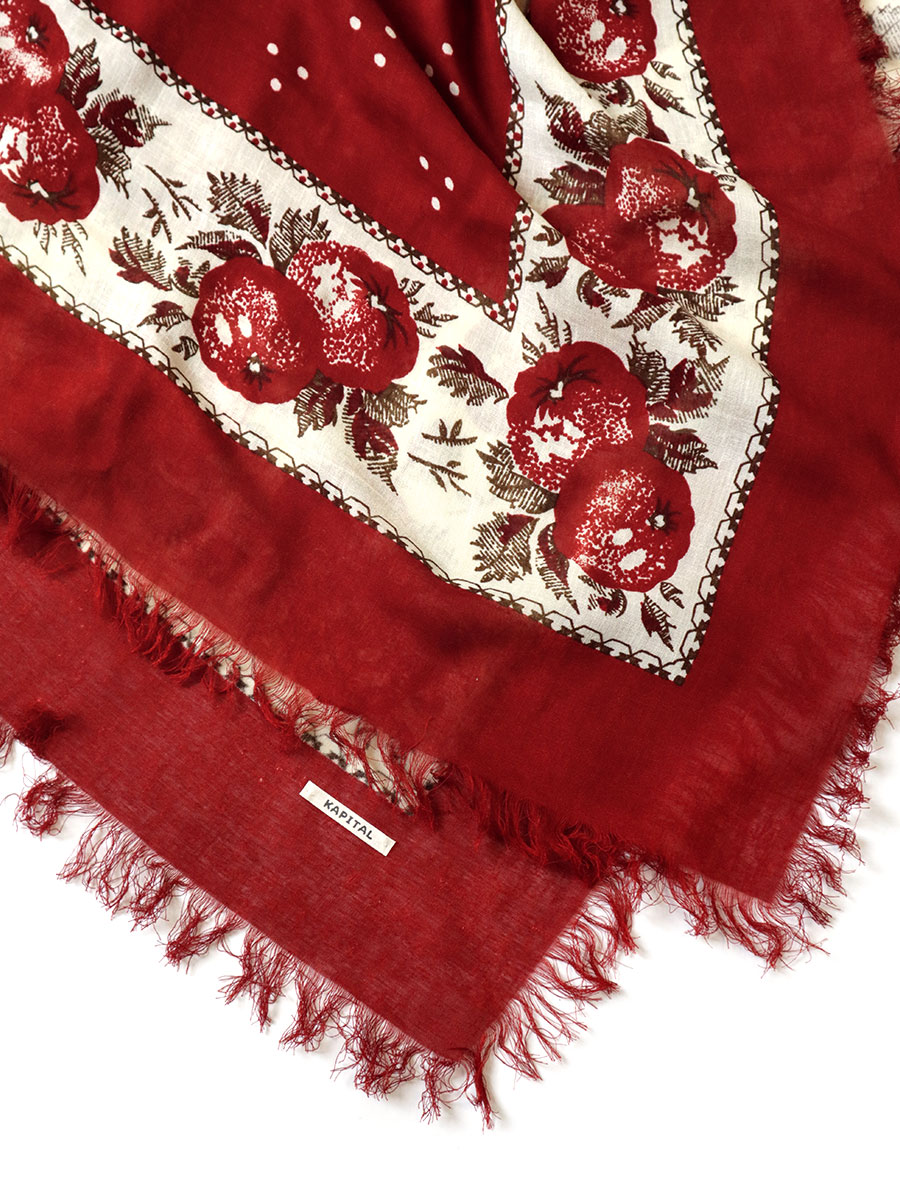 バンダナBIGフリンジストール（パーシモン） | KAPITAL