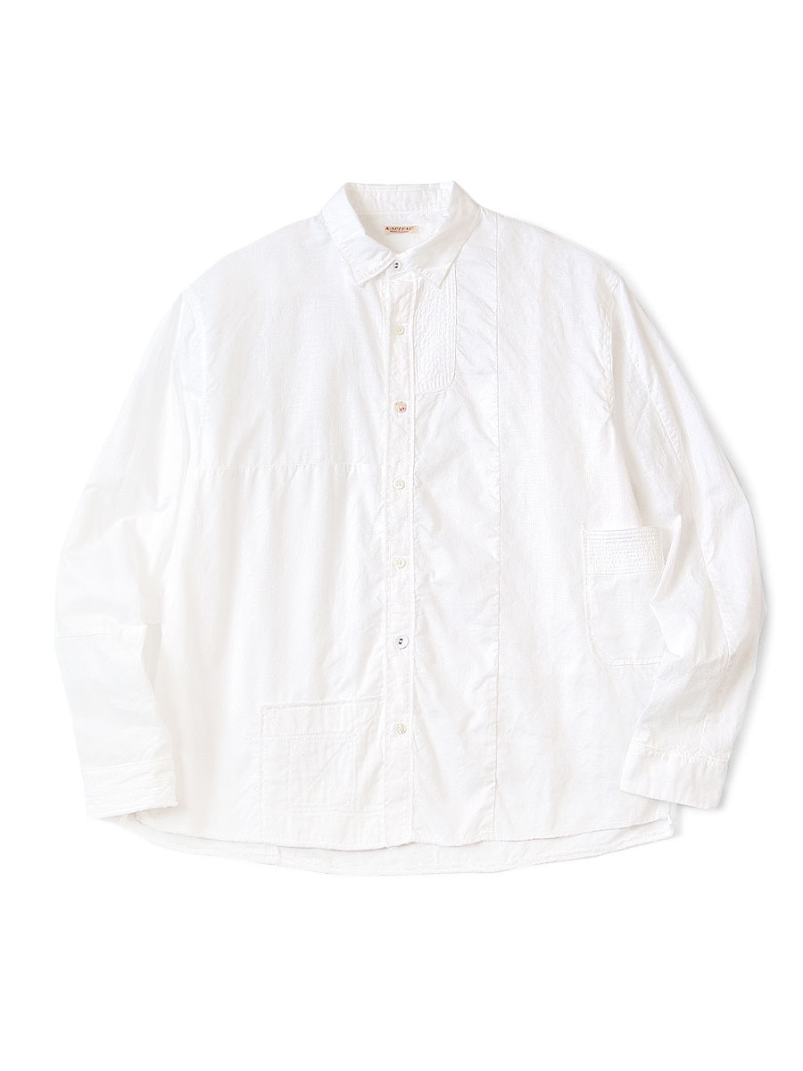 KAPITAL キャピタル　 白シャツ　ホワイトリネンシャツ 長袖シャツ Kapital men's white long sleeve linen shirt