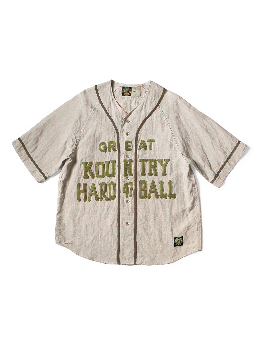 KAPITAL linen baseball リネンシャツ　ベースボールシャツ CAHLUMN シャツ CAHLUMN/カウラム Linen Baseball Shirt/リネン