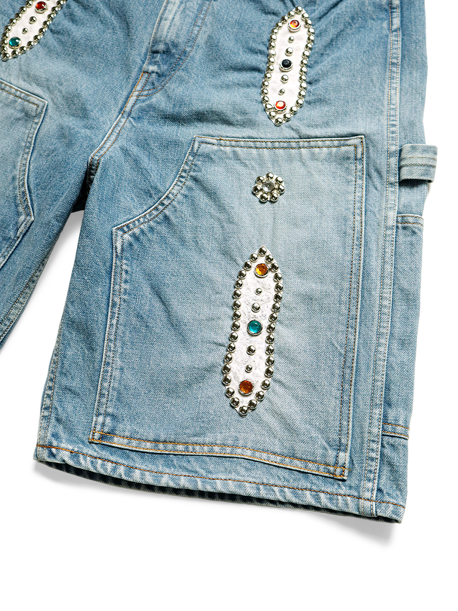 KAPITAL 14ozデニムショートパンツ（スタッズリメイク）サイズ38