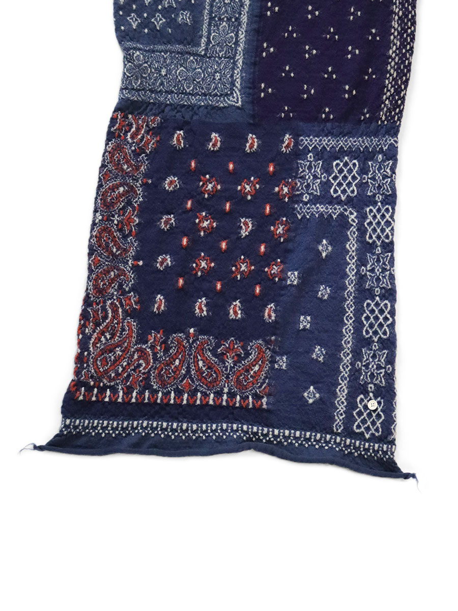 縮絨ウール バンダナパッチワークHAPPYマフラー | KAPITAL