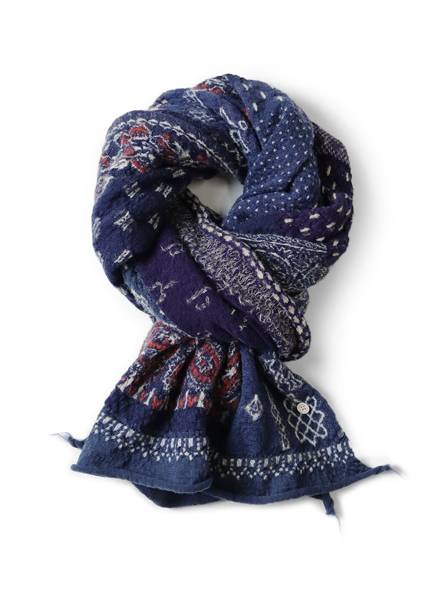 縮絨ウール バンダナパッチワークHAPPYマフラー | KAPITAL