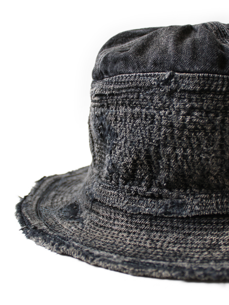 11.5ozブラック×ブラックデニム 老人と海HAT(クラッシュリメイク