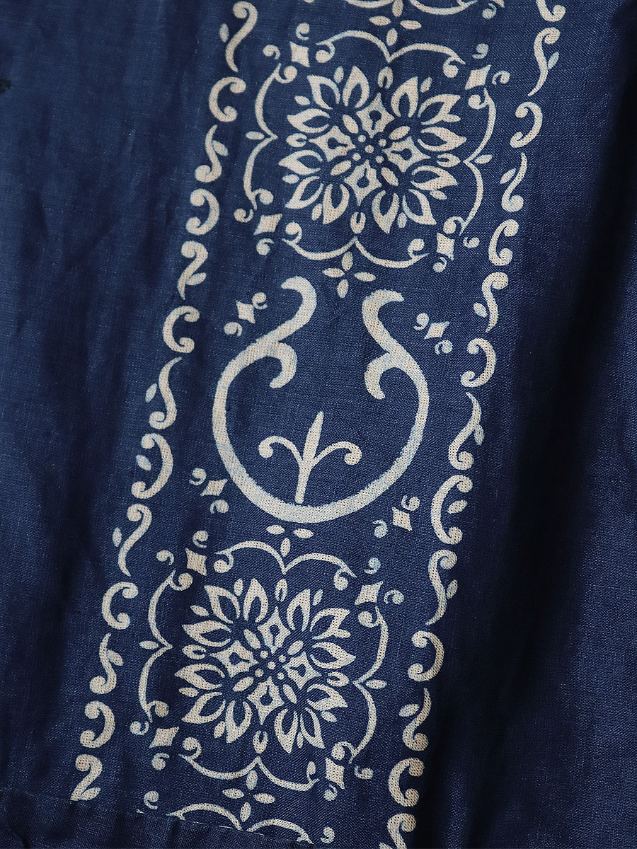 フレンチクロスリネン ハバナナジャ柄 ラングルカラーキューバシャツ