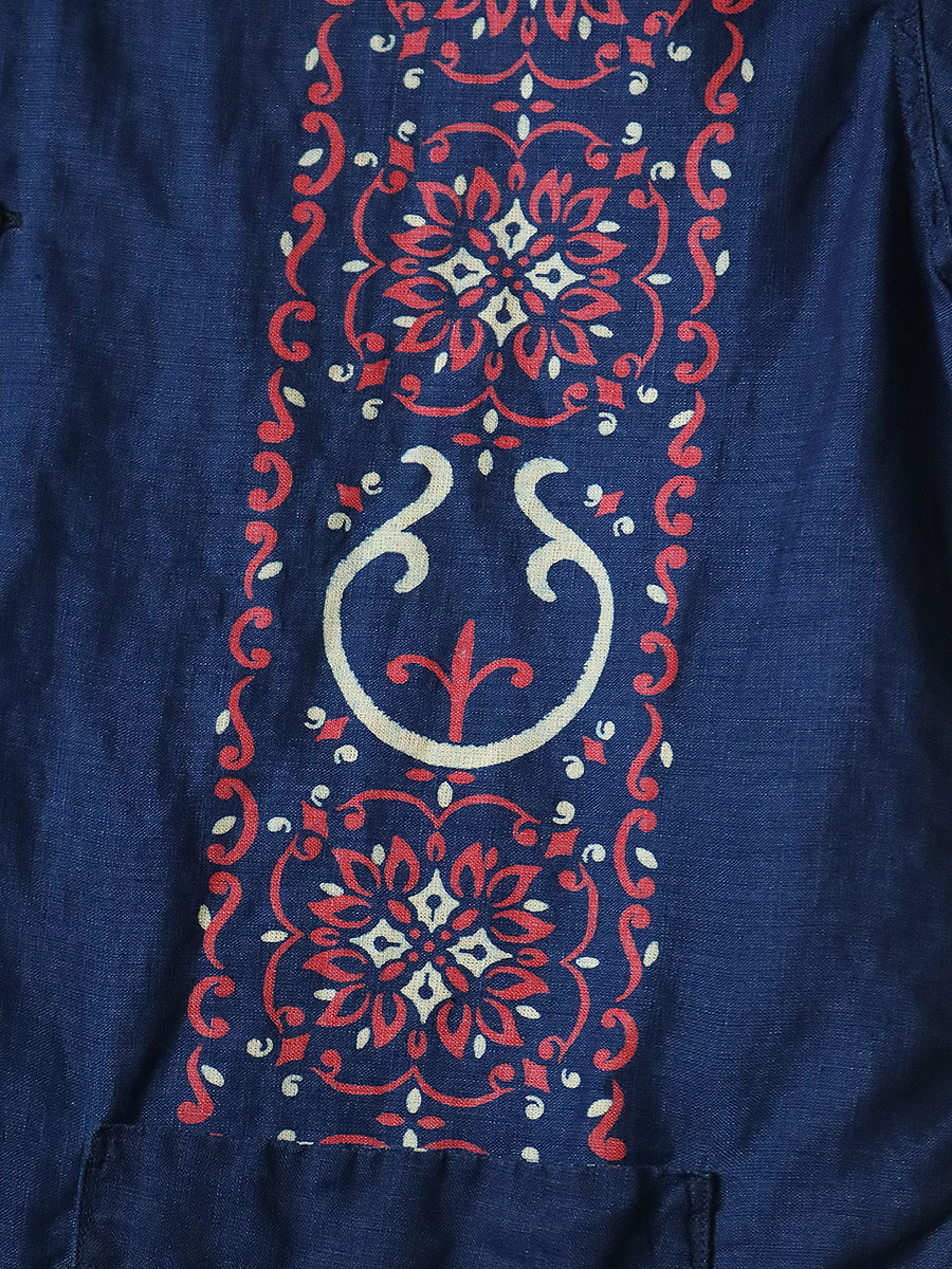 フレンチクロスリネン ハバナナジャ柄 ラングルカラーキューバシャツ