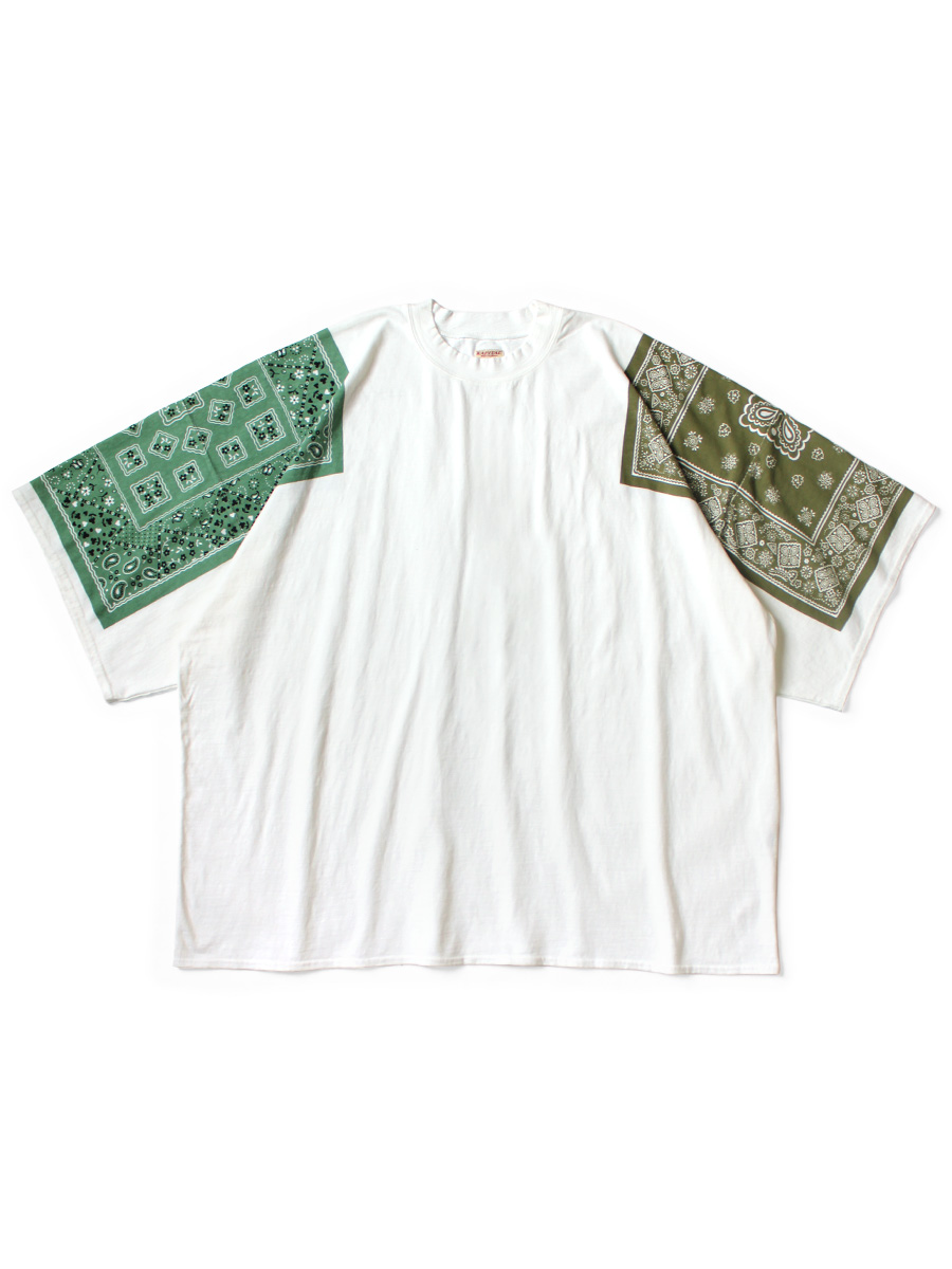キャピタル　Vネック　リネン＆デニムパッチワーク　サマーニット　Tシャツ キャピタル Vネック リネン＆デニムパッチワーク サマーニット T
