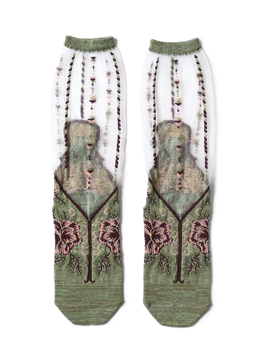 200本 ベトナムスリッパ柄 シースルーソックス | KAPITAL