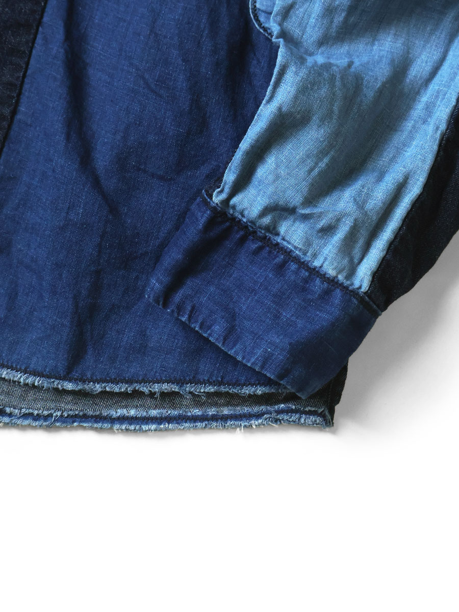 蝶呼さま専用 KAPITAL 綿 × リネン IDG パッチ カトマンズ シャツ KAPITAL - 綿×リネン IDGパッチ カトマンズシャツ | BLUE NEON