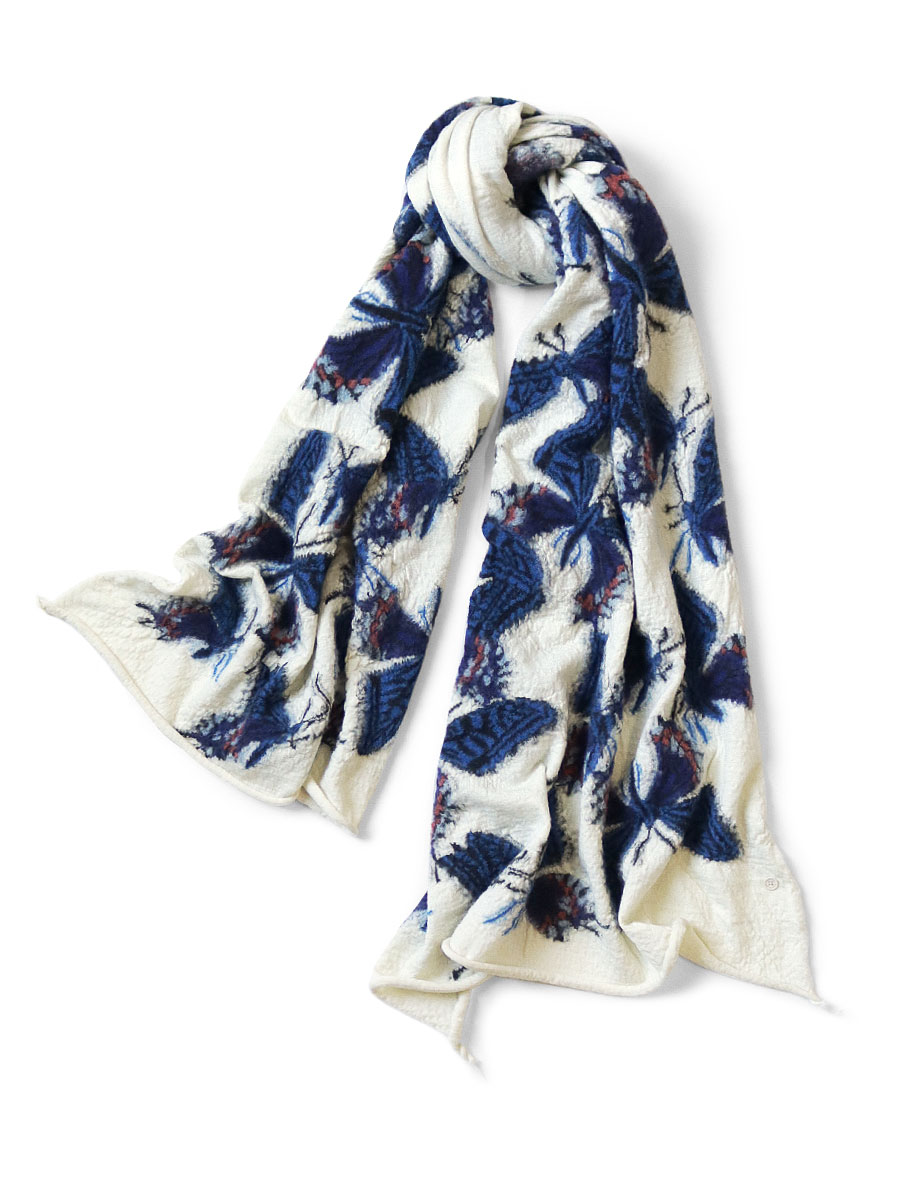 KAPITAL キャピタル縮絨ウールマフラーストールバタフライ大判マフラー