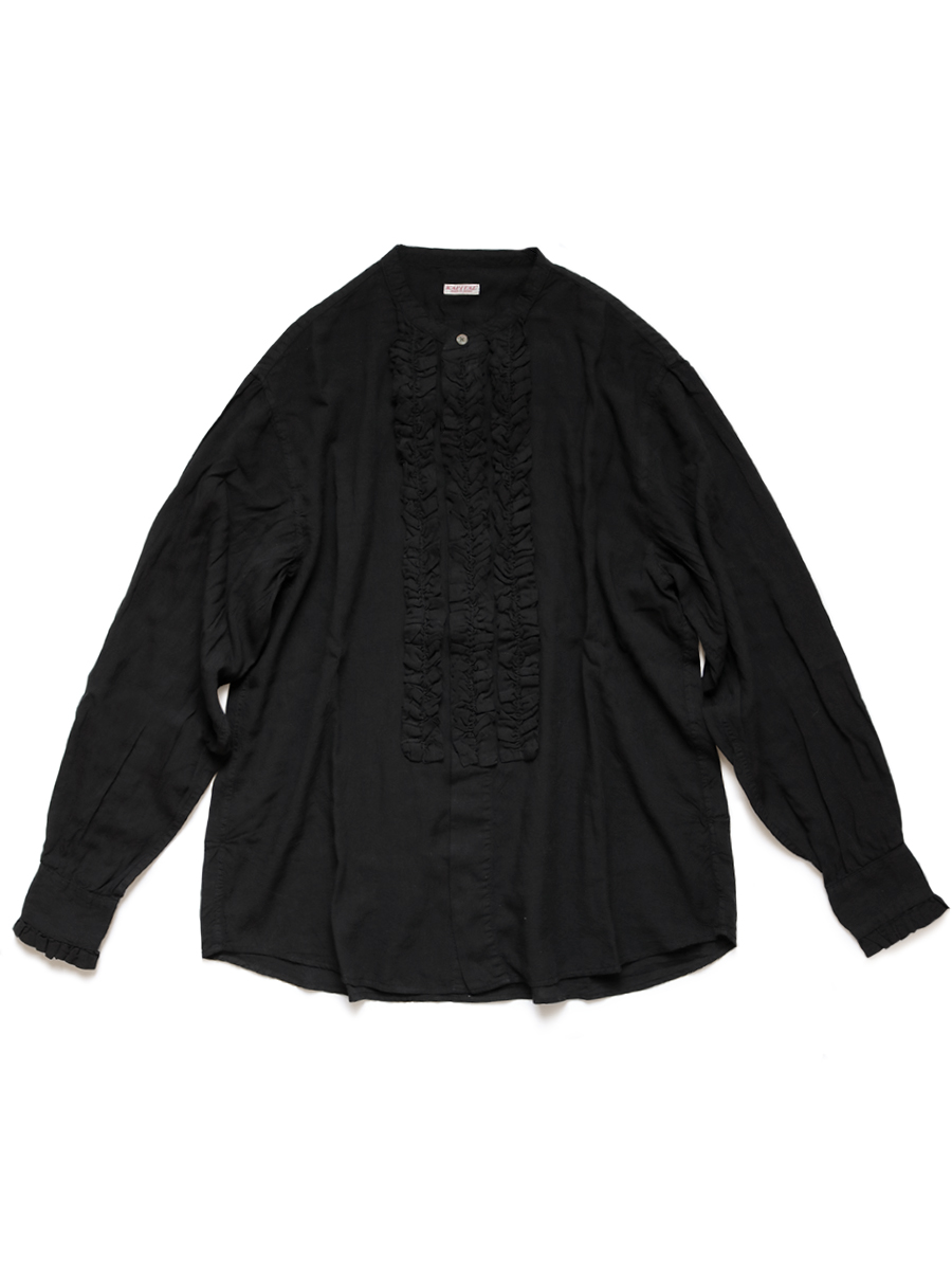 ！美品！KAPITAL リネンキャンバス　フリルジプシーブラウス　ブラック KAPITAL キャピタル リネンキャンバス フリルジプシーブラウス BLACK