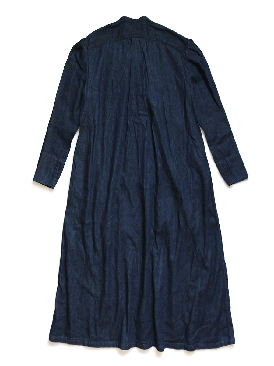 8ozデニム オペラスリーブヘンリーネックワンピース Kapital