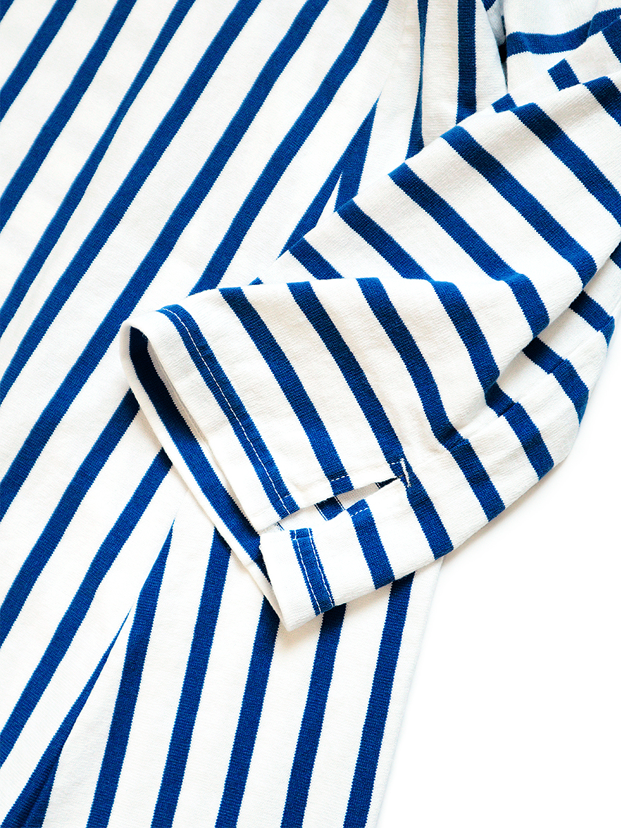 ボーダー天竺パッチワークボートネックワンピース Kapital