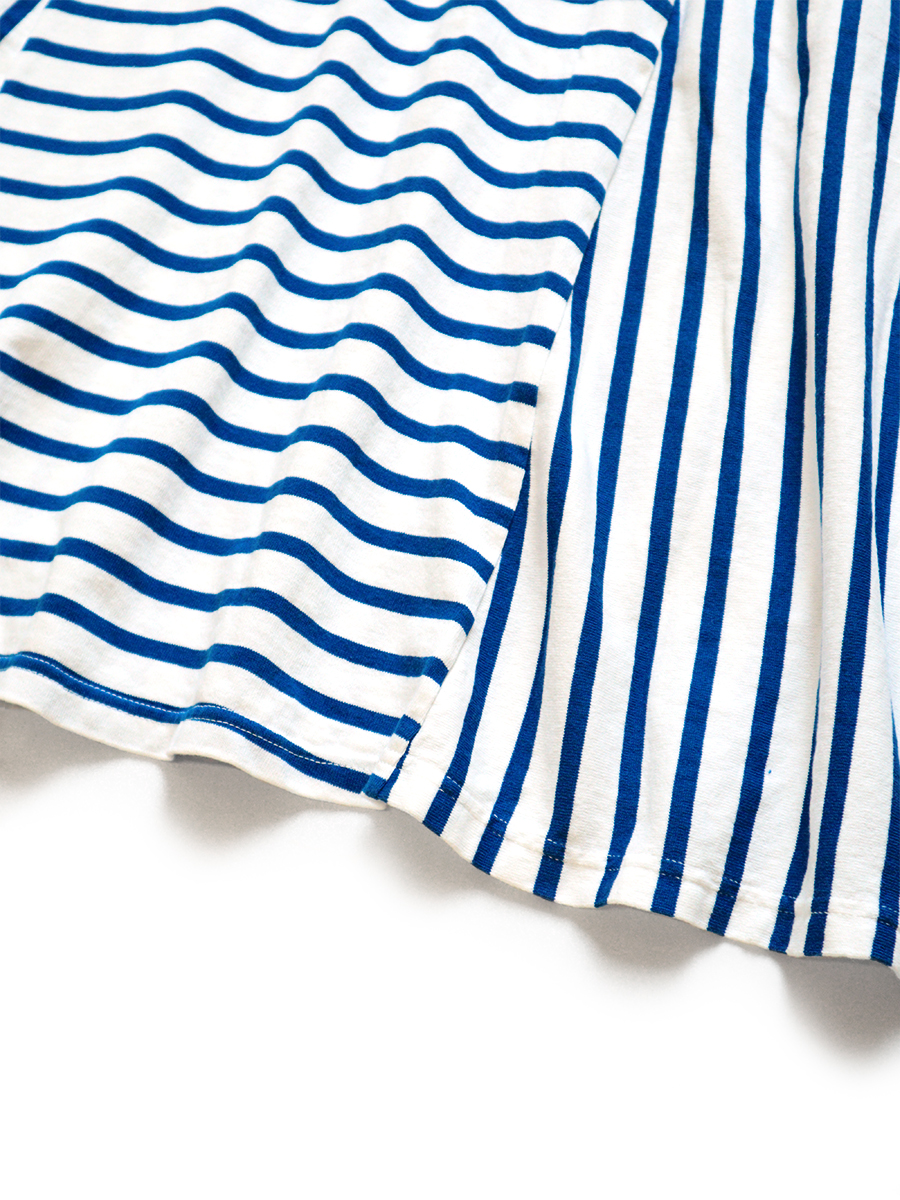 ボーダー天竺パッチワークボートネックワンピース Kapital