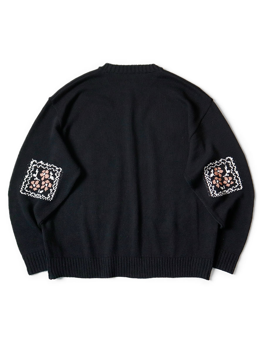 KAPITAL 5G綿ニット クルーセータ(アナーキーRAINBOWYリメイク) Kapital 5G Cotton Knit RAINBOWY Patch Crew Sweater Ecru