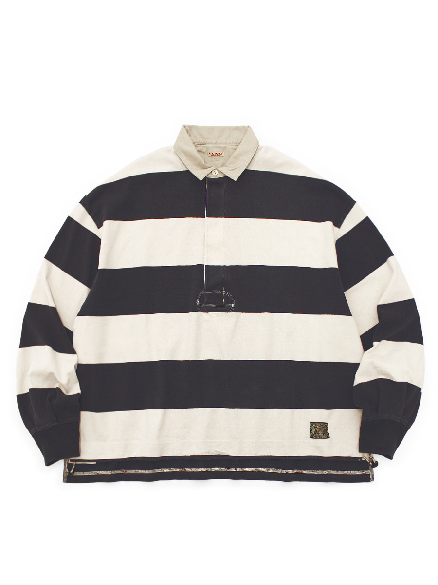 kapital ラガーシャツ KAPITAL Jail Stripe Big Rugger Polo Shirt | Pastel Yellow | SVD