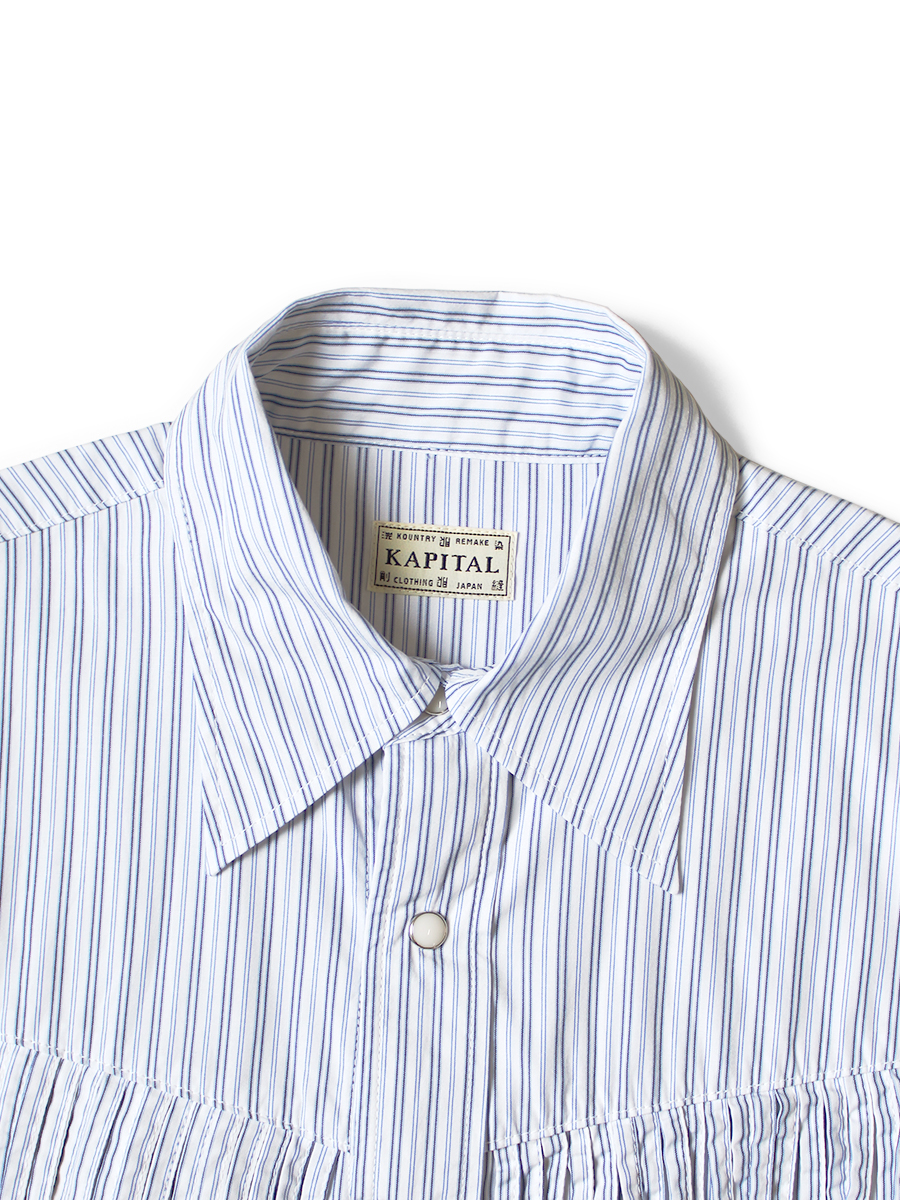 綿ストライプ フリンジハスキーウエスタンシャツ | KAPITAL