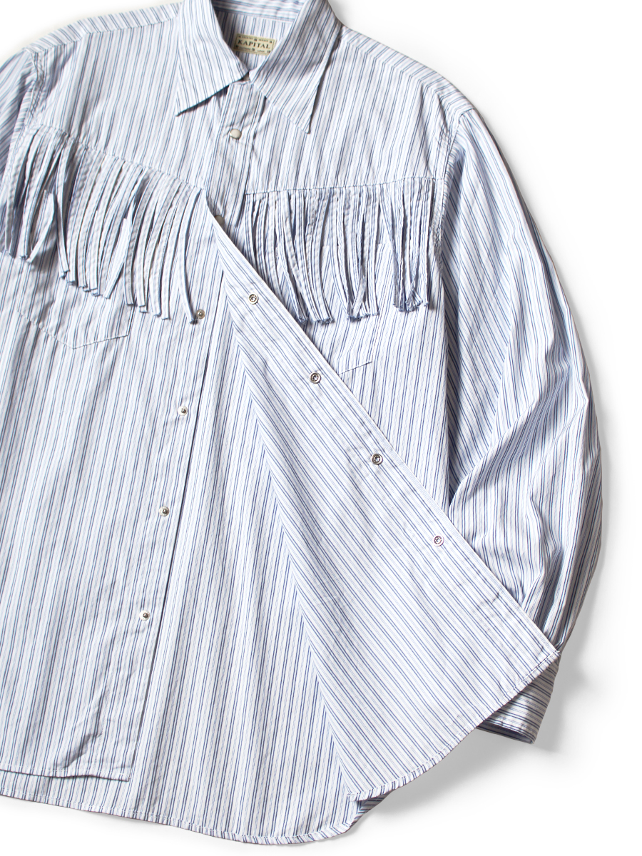 綿ストライプ フリンジハスキーウエスタンシャツ | KAPITAL