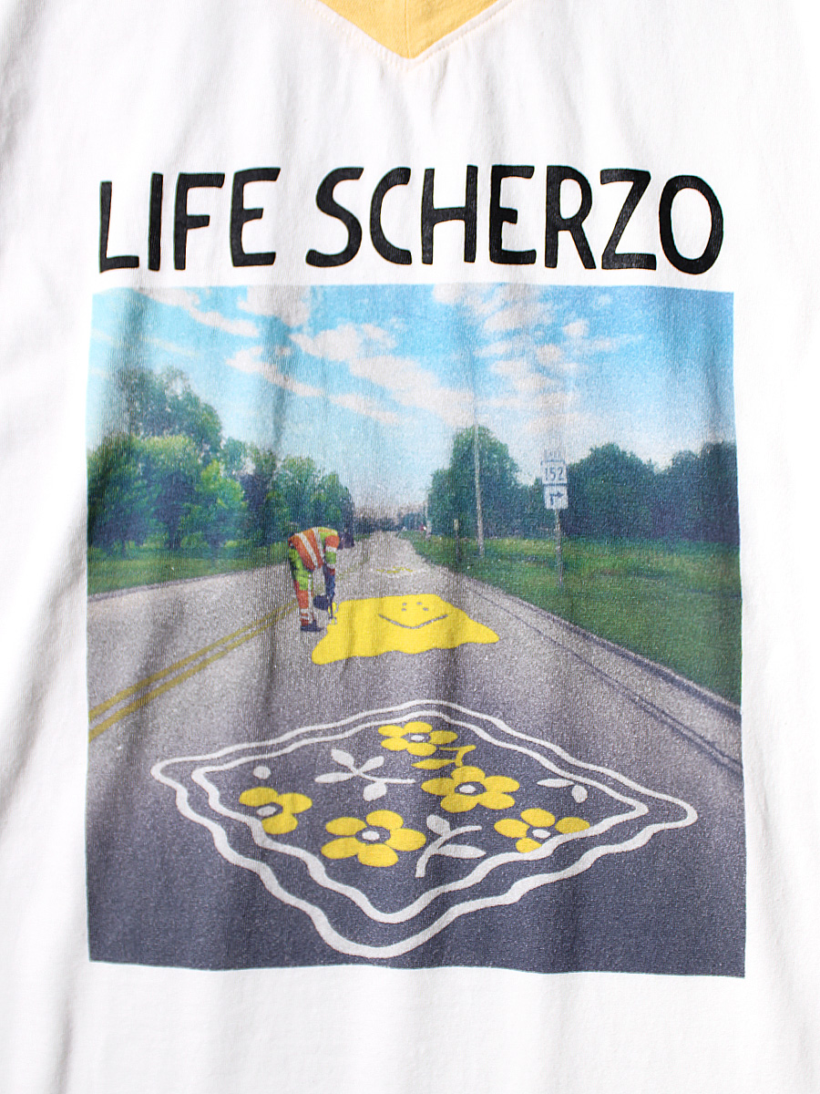 週末限定ンセール 20/-天竺 VネックリンガーT(LIFE SCHERZO ROAD SIGN PAINTERpt アイドル