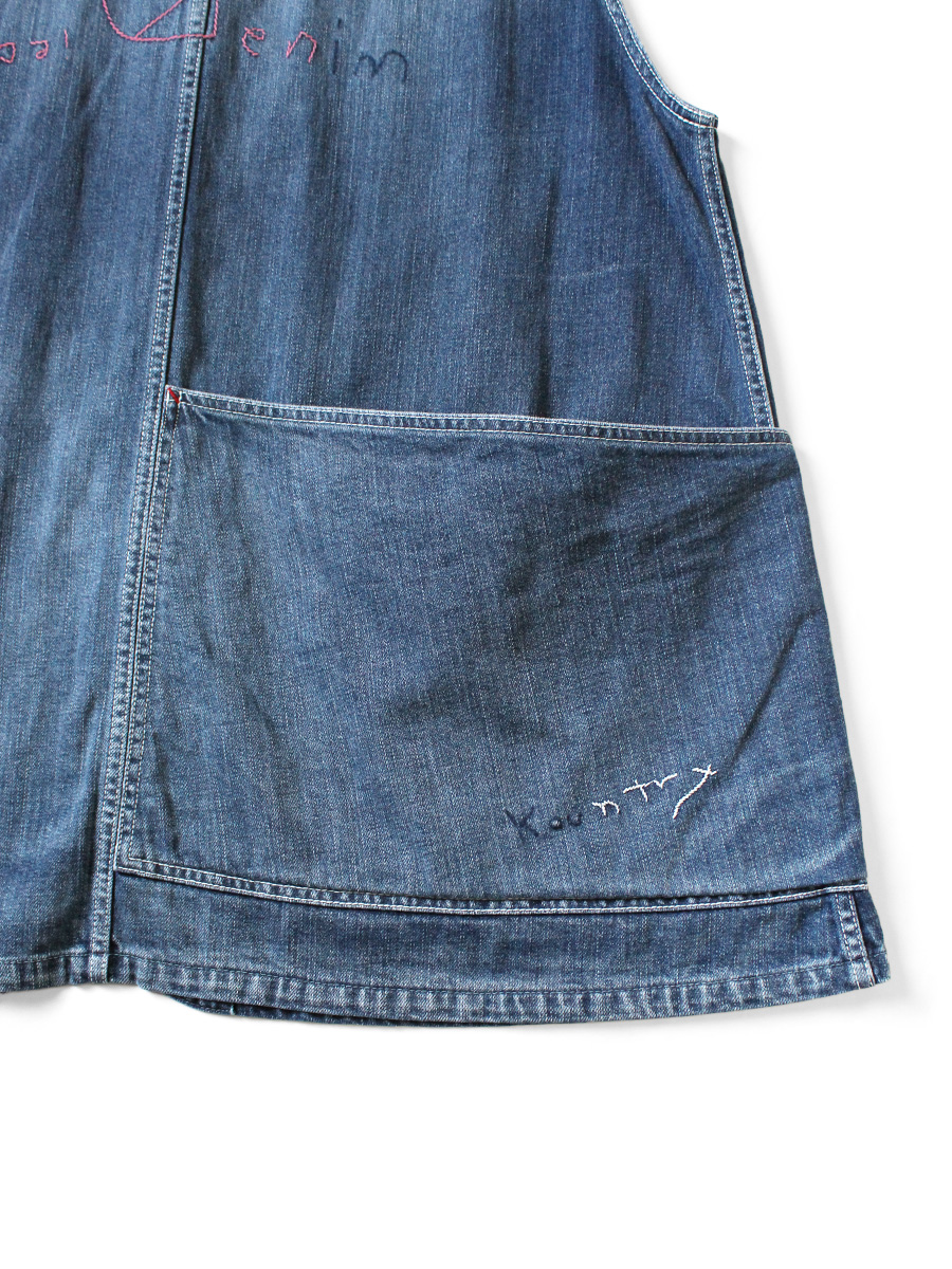 12ozデニム ノースリーブジレカバーオール(メモリアル刺繍モデル