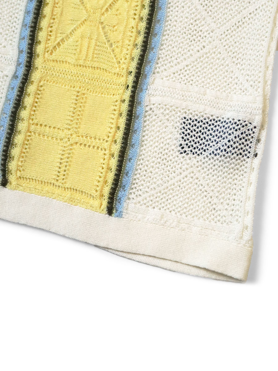 Kapital 7G Crochet Knit TENNESSEE Aloha Polo | Beige | Canoe