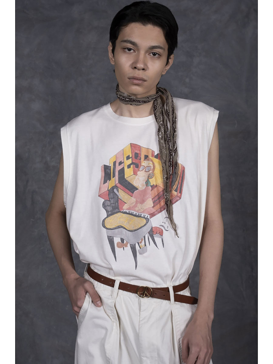 KAPITAL 20/ 天竺クルーＴ(アナログピアノマンpt) 25SS KAPITAL (キャピタル) 20/-天竺 クルーT（アナログピアノマンpt