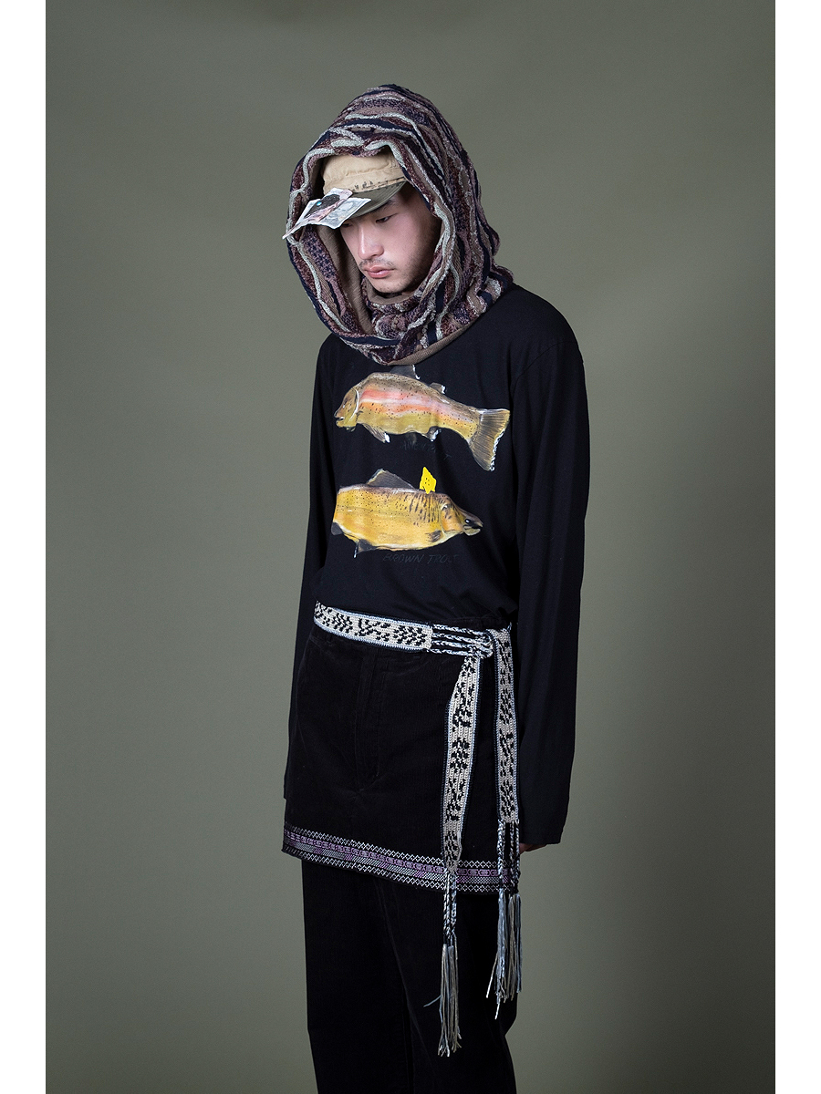 KAPITAL/ 20/ 天竺クルーロンT 20/-天竺 クルーロンT(トラウト2匹PECKISH RAINBOWYpt) | KAPITAL