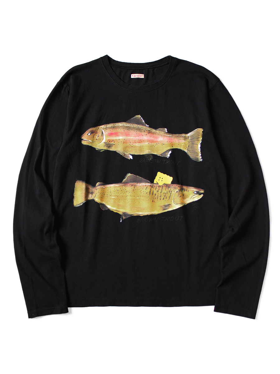KAPITAL/ 20/ 天竺クルーロンT 20/-天竺 クルーロンT(トラウト2匹PECKISH RAINBOWYpt) | KAPITAL