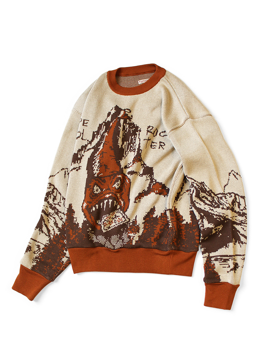 At Last ジャガードニットセーター 8G ジャガードニット ヴィンテージクルーセーター(Slide rock bolter