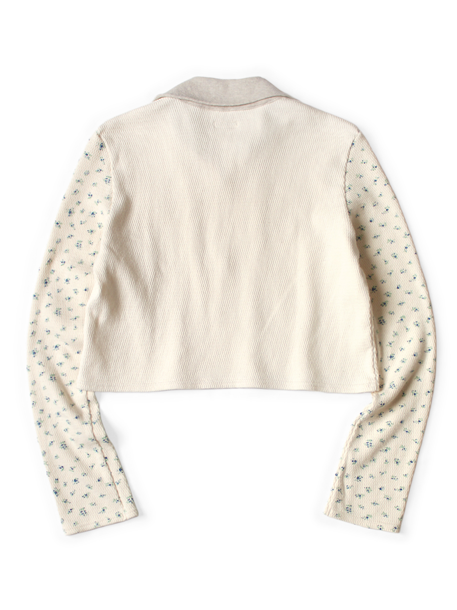 ワッフル天竺 小花pt 2TONE ハーフZIPクロップドロンT | KAPITAL