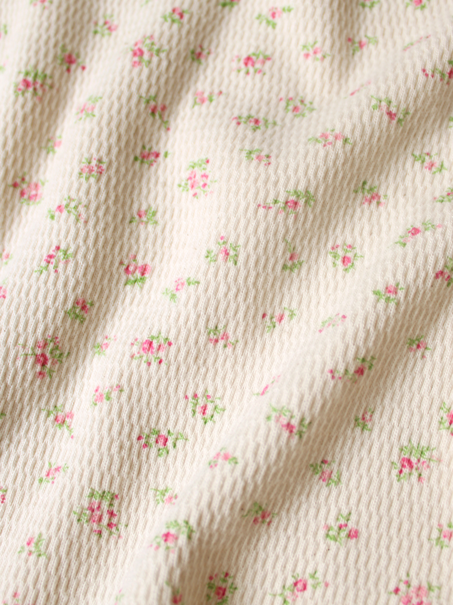 ワッフル天竺 小花pt ハーフZIPクロップドロンT | KAPITAL