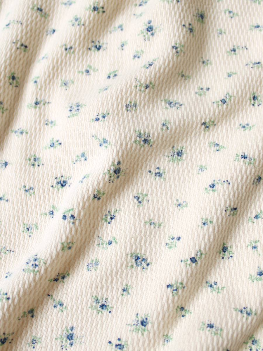 ワッフル天竺 小花pt ハーフZIPクロップドロンT | KAPITAL