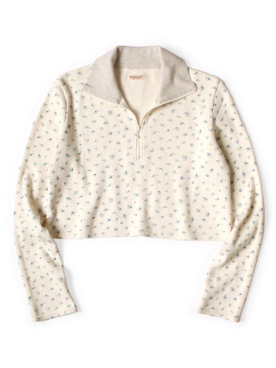 ワッフル天竺 小花pt ハーフZIPクロップドロンT | KAPITAL