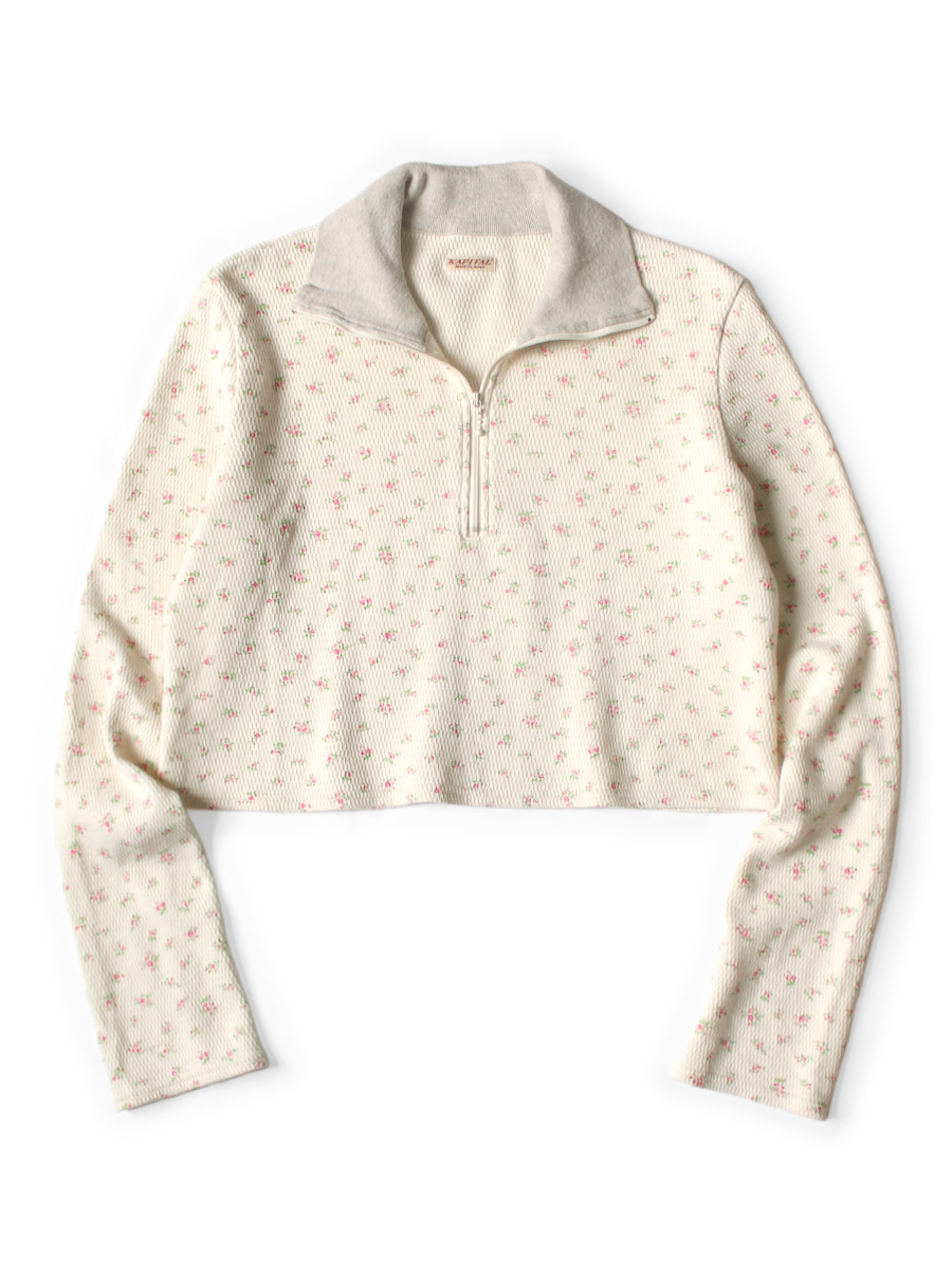 kapital ワッフル天竺小花ptハーフZIPロンT ワッフル天竺 小花pt ハーフZIPクロップドロンT | KAPITAL