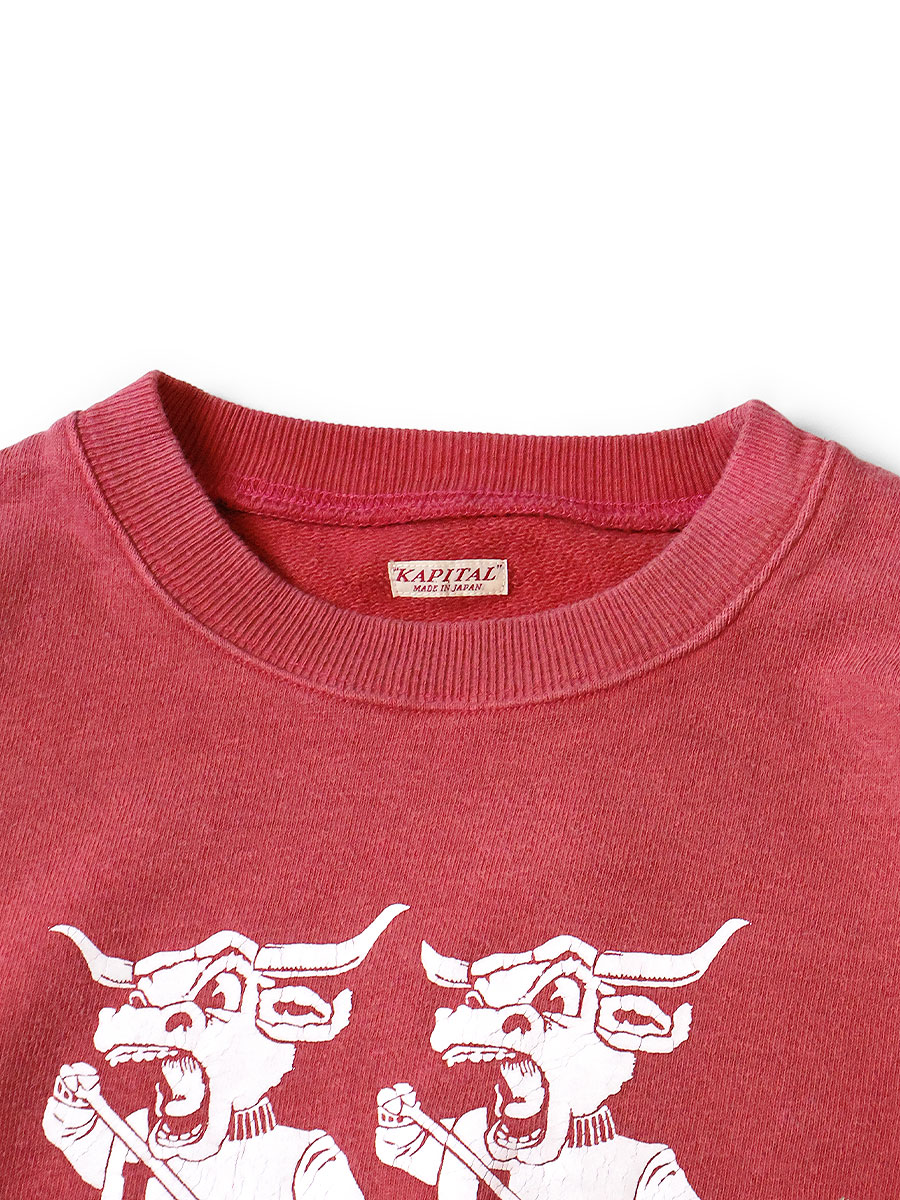 KAPITAL【キャピタル】裏毛クルースウェットトレーナー レッド 裏毛 クルースウェット（`L`LONGHORNpt） | KAPITAL