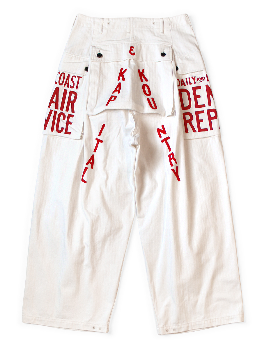 ヘリンボン ジャンボモンキーパンツ(ファクトリーリペアpt & 刺繍