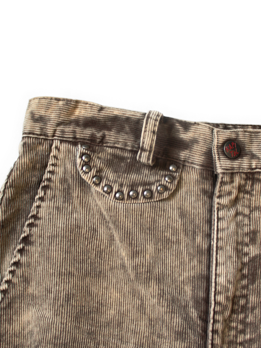 14Wコーデュロイ ブギーデイハイウエストマキシスカート(Dirty Dyed