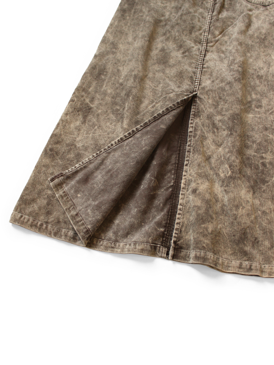 14Wコーデュロイ ブギーデイハイウエストマキシスカート(Dirty Dyed
