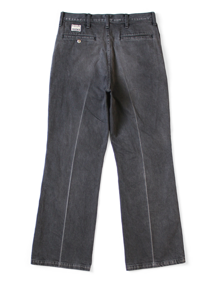 14ozブラック×ブラックデニム 5P フリスコ(センタープリーツ加工