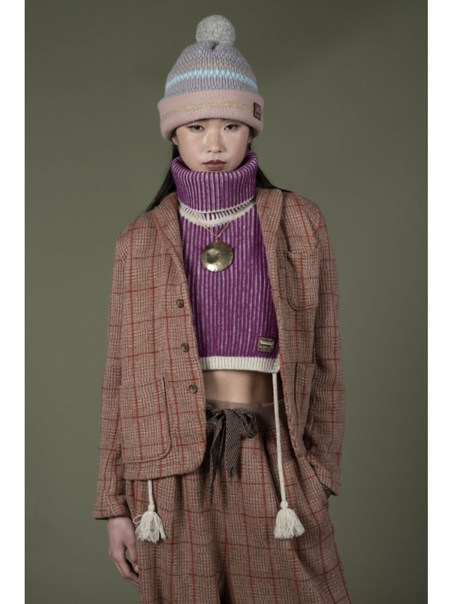 5G ウール ハイネックストライプビブポンチョ | KAPITAL