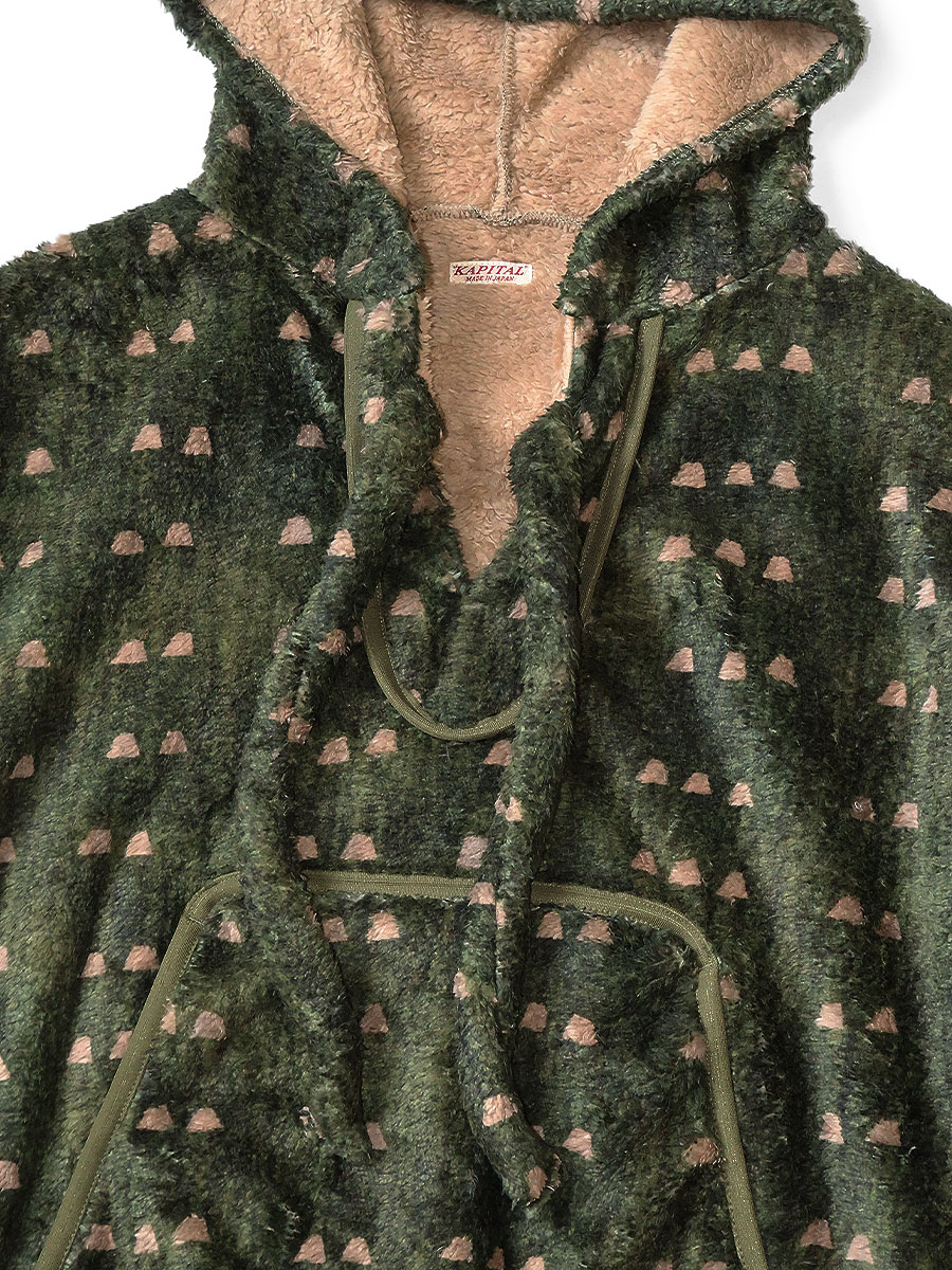 KAPITAL 幾何学模様 フリースパーカー 爪菖蒲柄フリース バハパーカー | KAPITAL