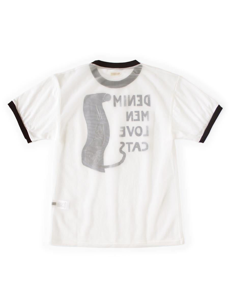 シアー天竺×20/-天竺 リンガーT(DENIM MEN LOVE CATS スクラッチpt
