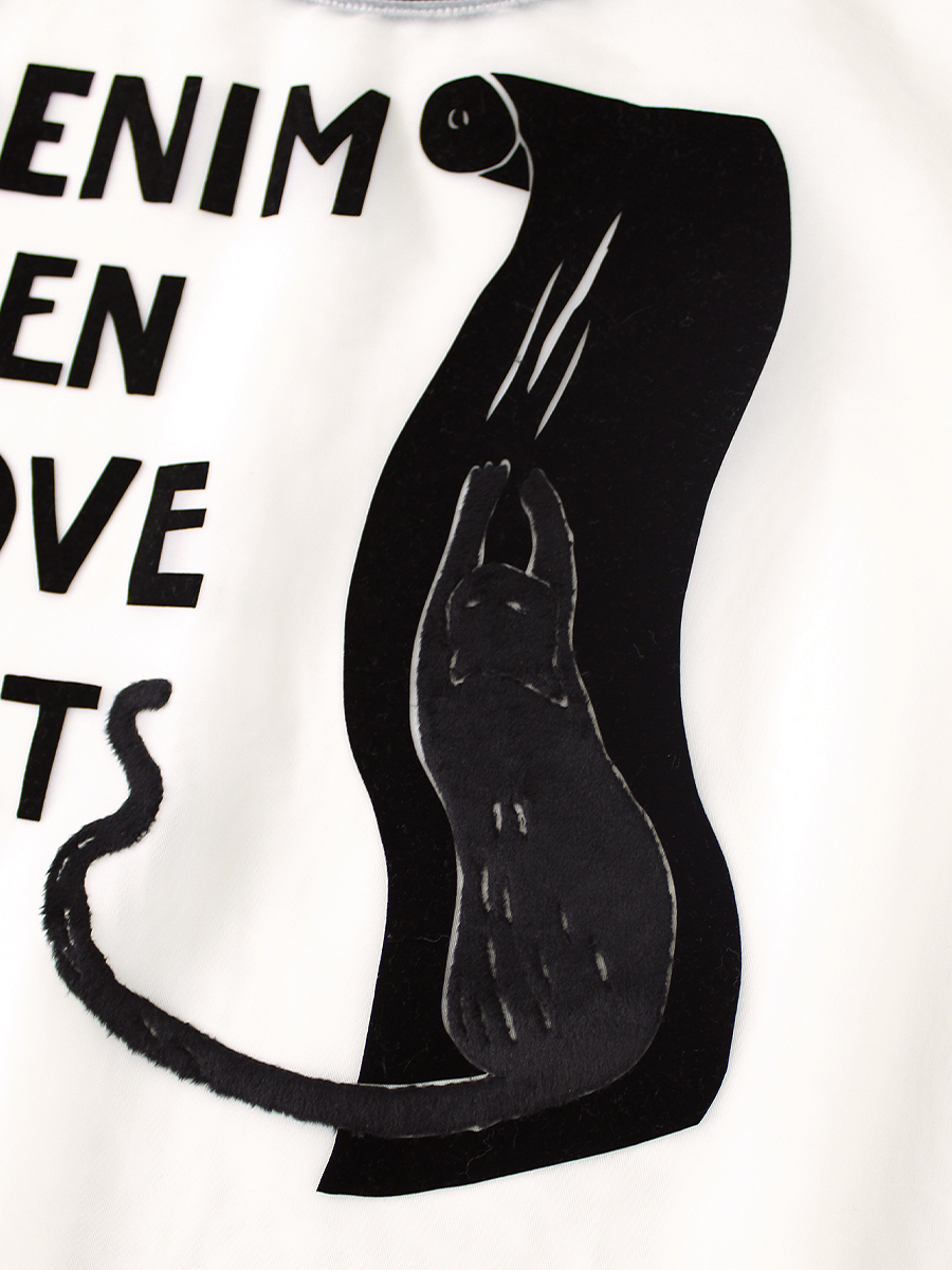 シアー天竺×20/-天竺 リンガーT(DENIM MEN LOVE CATS スクラッチpt