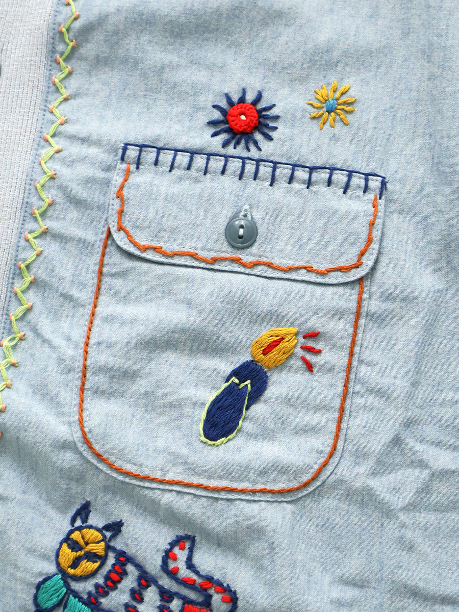 ニット×シャンブレー ポロシャツ（アイスラボニータ刺繍） | KAPITAL
