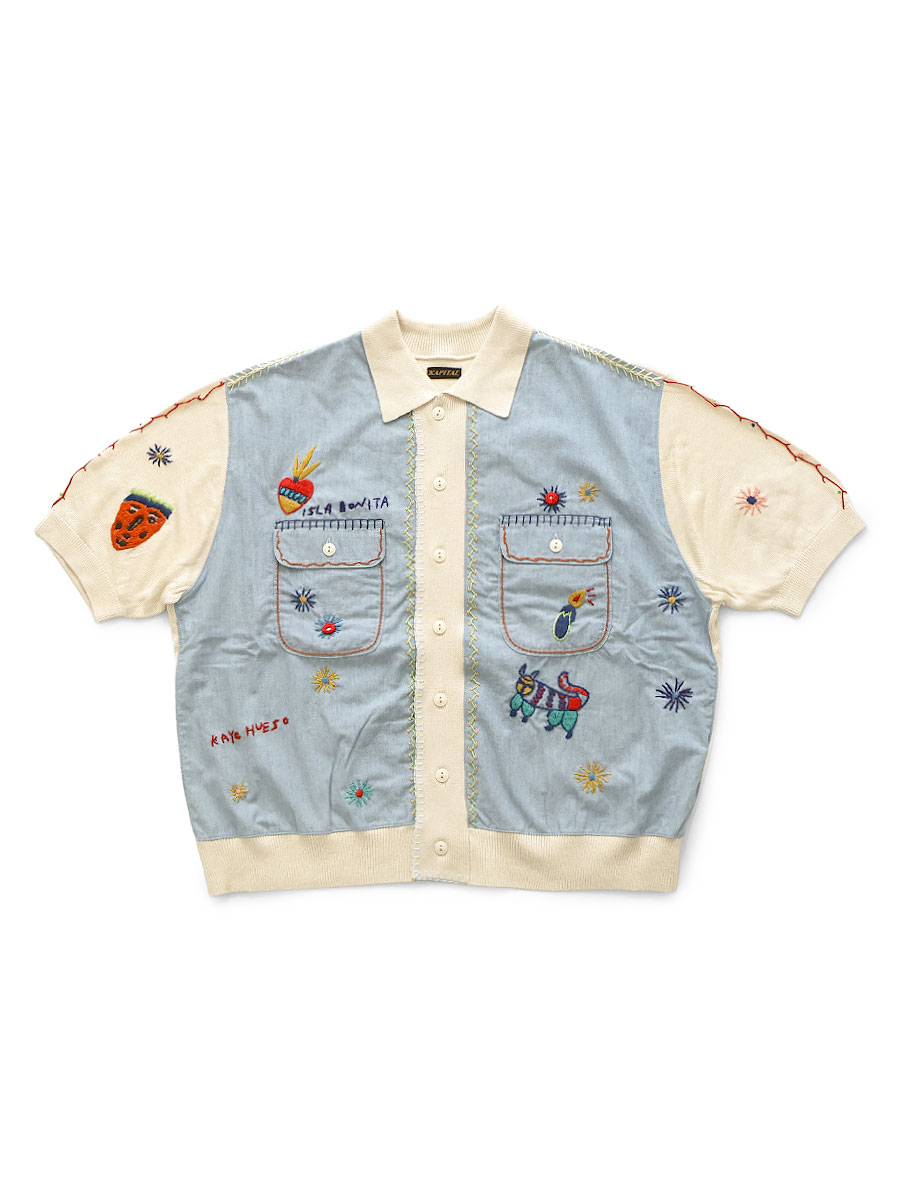 Kapital kountry ポロシャツ キャピタル ニット×シャンブレー ポロシャツ（アイスラボニータ刺繍） | KAPITAL